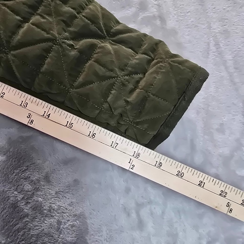 Signature Weekend Olive Green Quilted Jacket Women's XL Belted Zip Front Lined - Picture 10 of 12